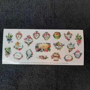 Vtg Sheet of 19 Victorian Floral Embossed Stickers